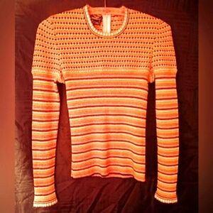 Striped Long Sleeve Knit Top. Made In Italy